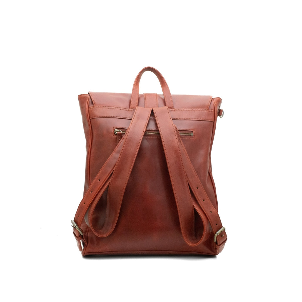 Munich 13" - backpack leather bag back chestnut