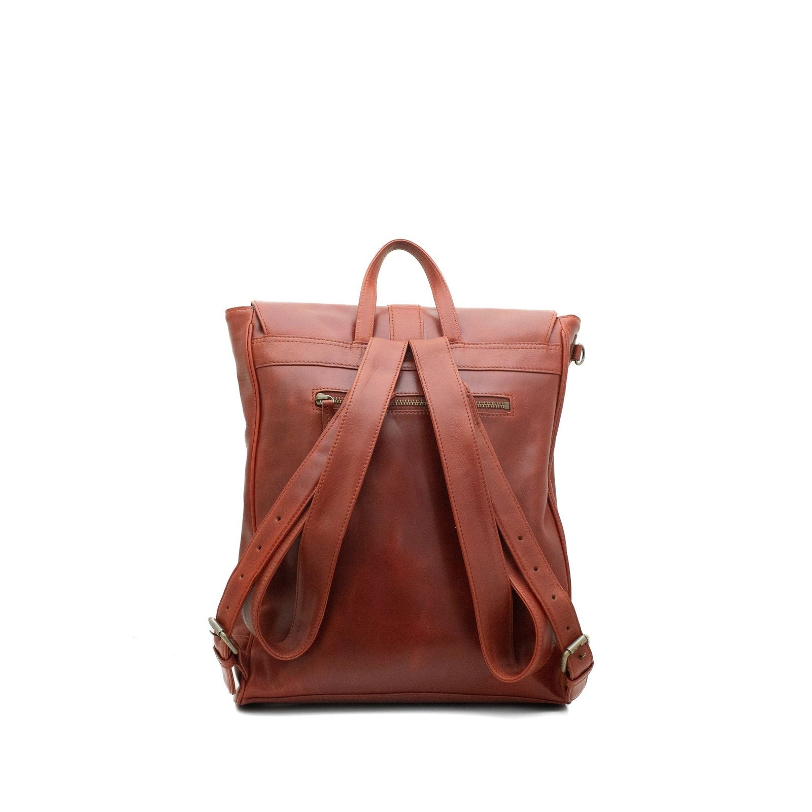 Munich 13" - backpack leather bag back chestnut small