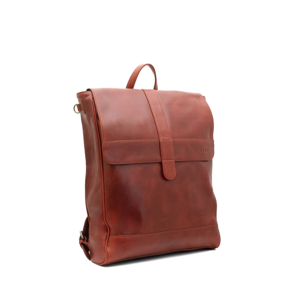 Munich 13" - backpack leather bag side chestnut