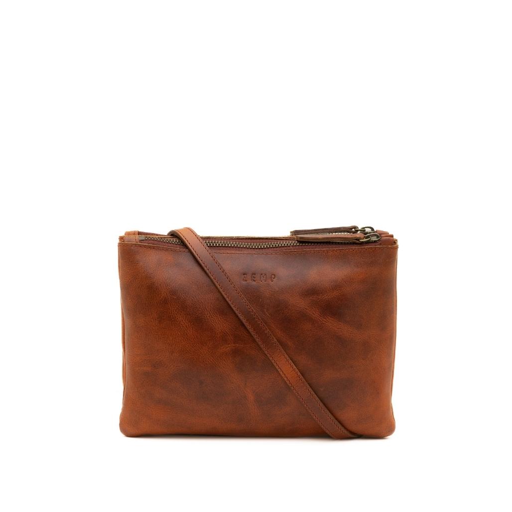 Paddington crossbody leather bag front chestnut