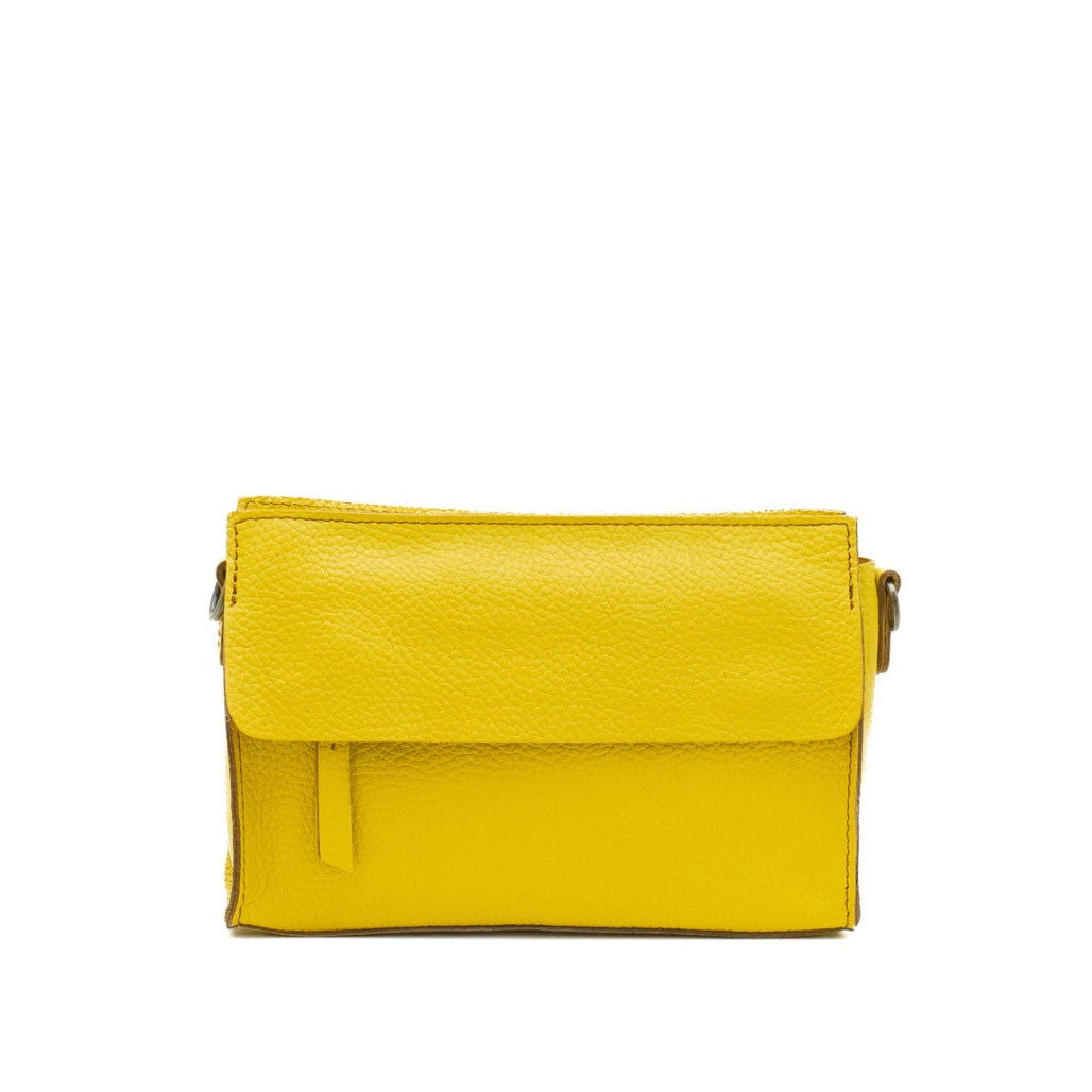 Palau - crossbody leather bag front yellow