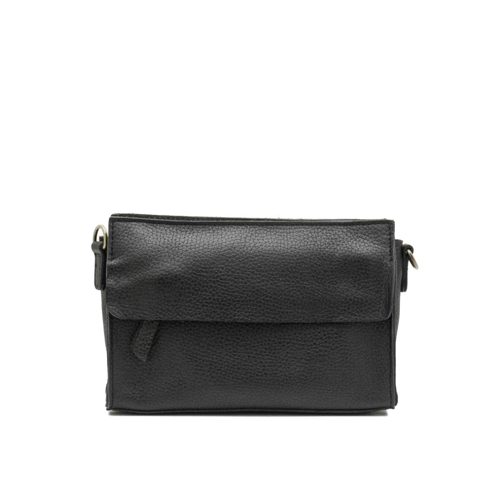 Palau - crossbody leather bag front black