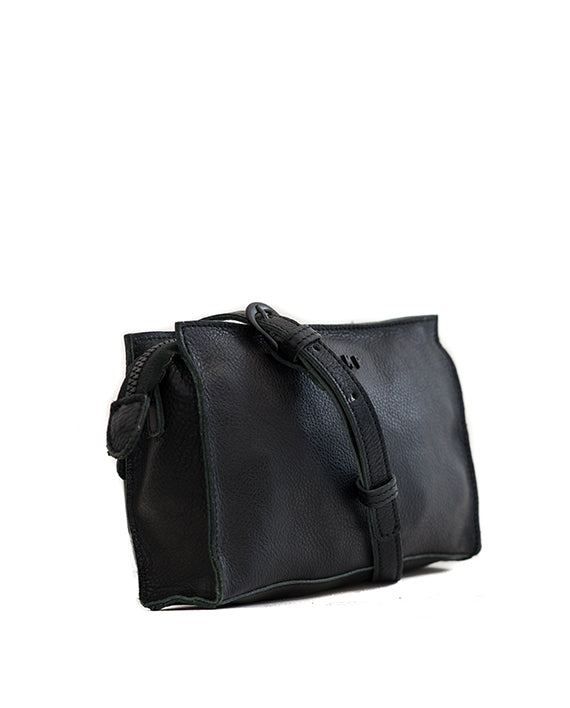 Palau - crossbody leather bag side black