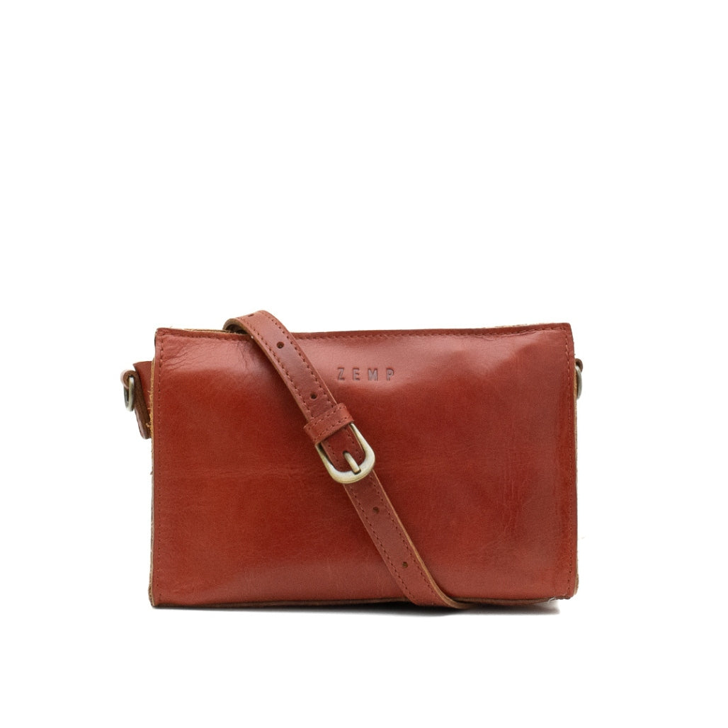 Palau - crossbody leather bag back chestnut