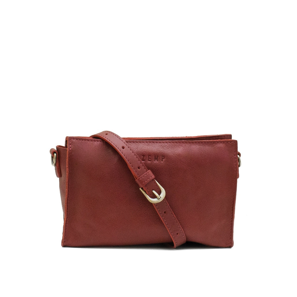Palau - crossbody leather bag back chestnut