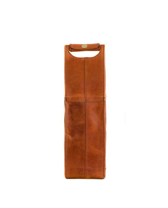 Pinotage 1 - wine carrier leather bag front chestnut