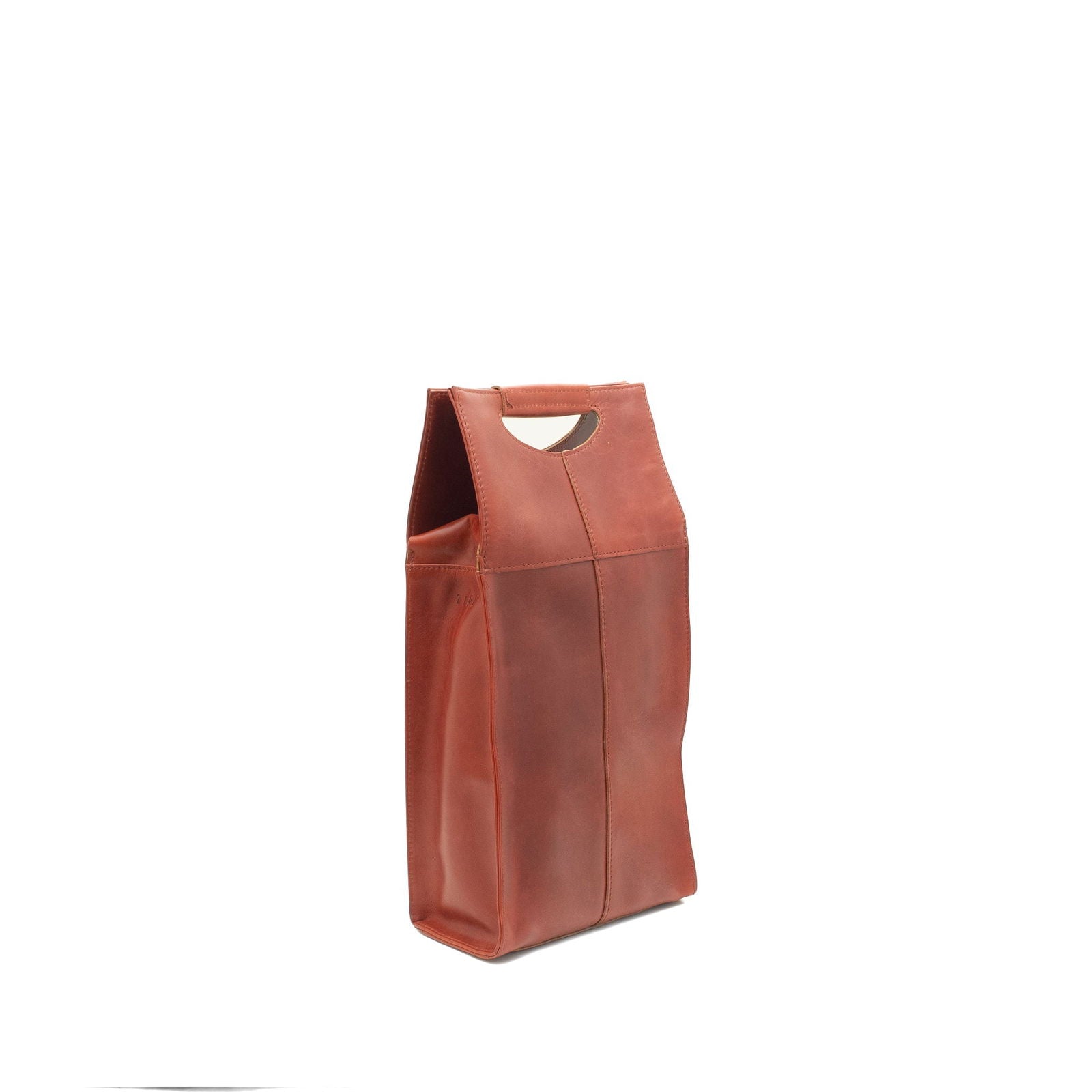 Pinotage 2 - wine carrier leather bag side chestnut