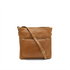 Brown leather crossbody bag on a white background