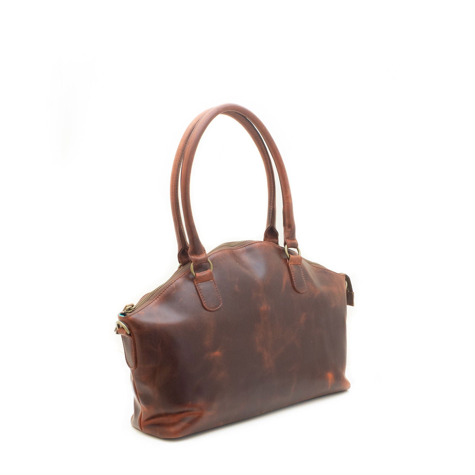Poppy - leather bag side chestnut