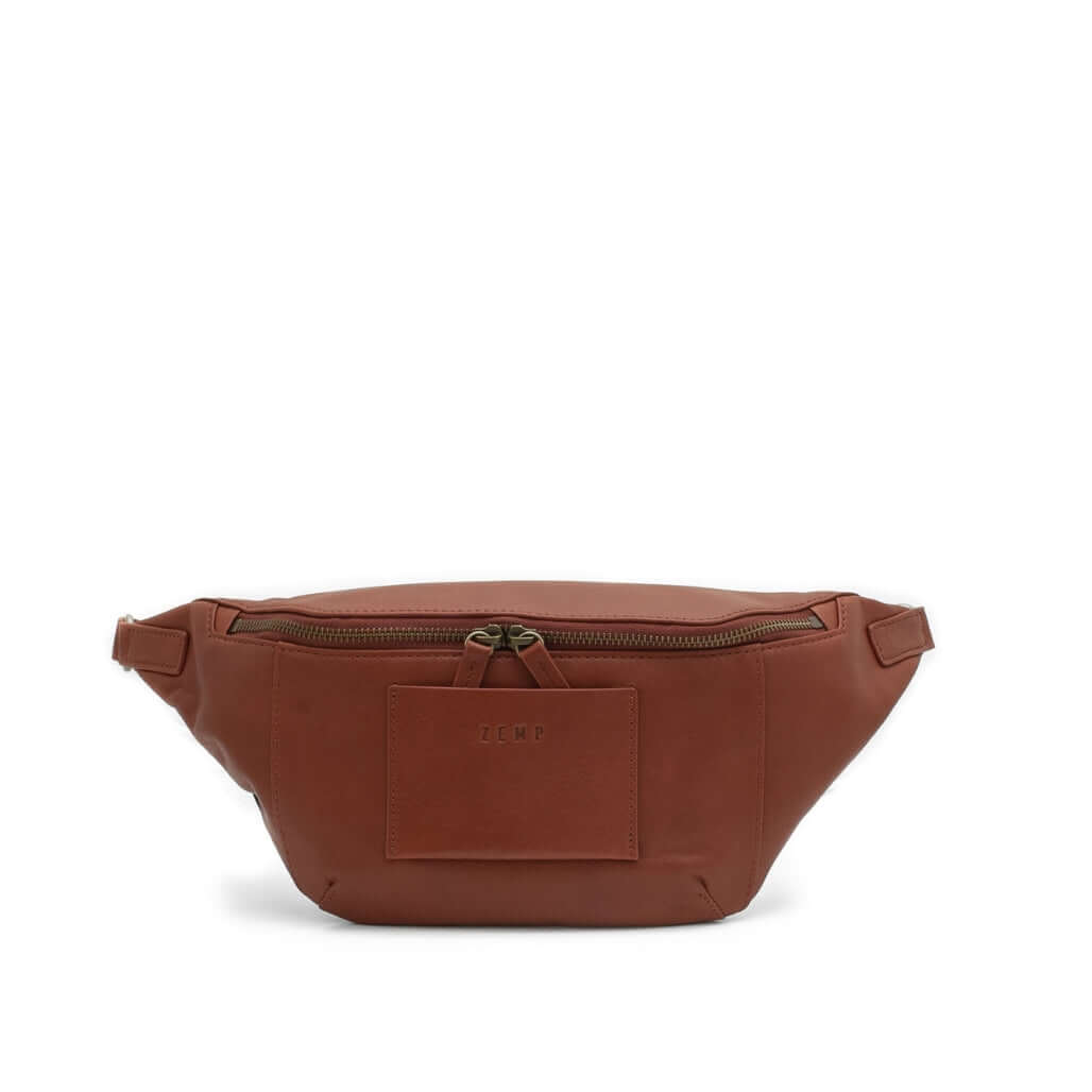 Pellegrino M - leather moonbag front chestnut