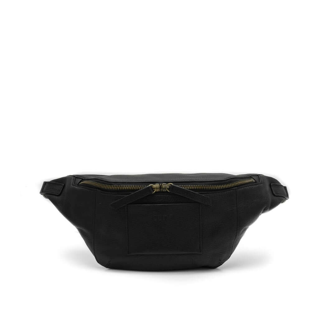 Pellegrino M - leather moonbag front black