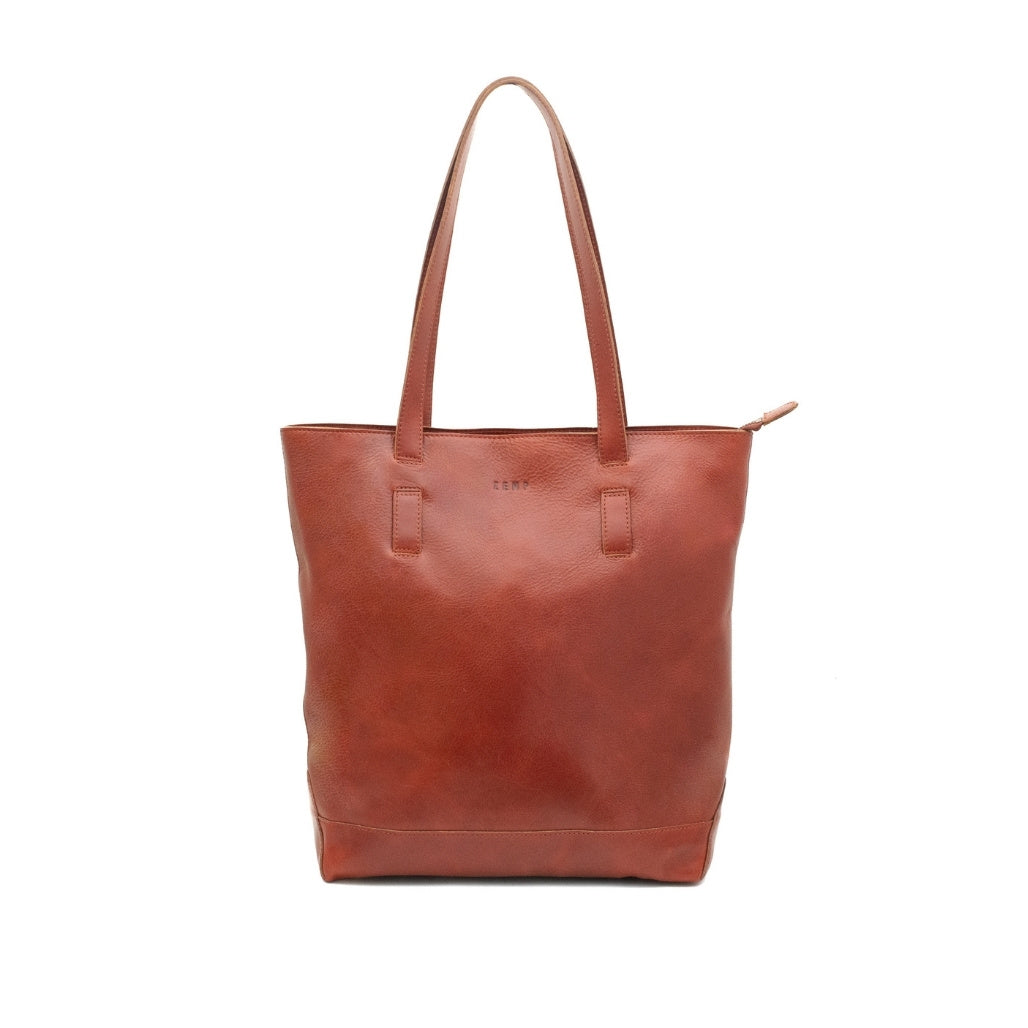 Shopper - tote leather bag front chestnut