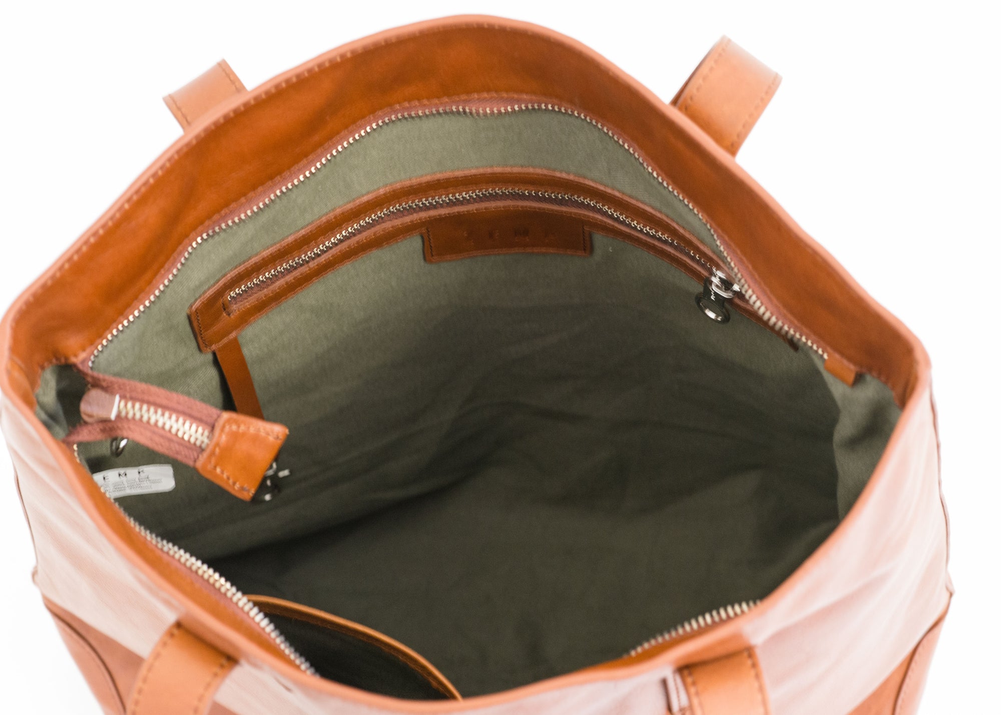 Shopper tote leather bag inside 1