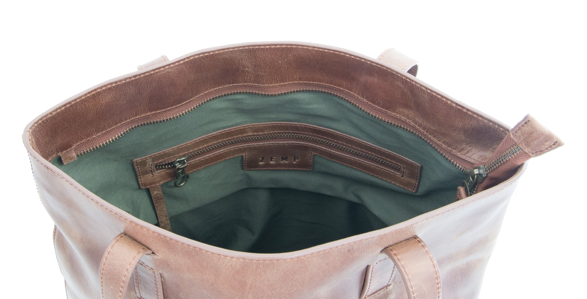 Shopper tote leather bag inside 3