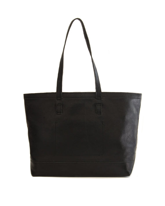Black tote bag on a white background